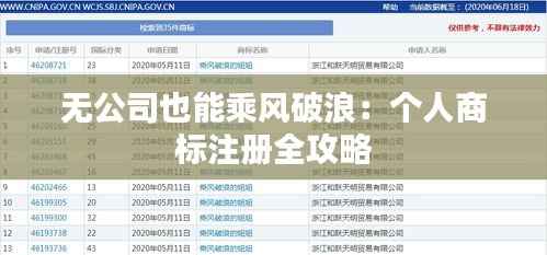 无公司也能乘风破浪：个人商标注册全攻略