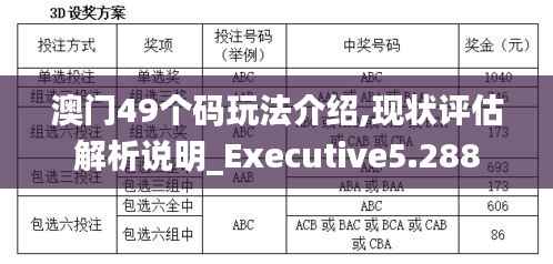 澳门49个码玩法介绍,现状评估解析说明_Executive5.288