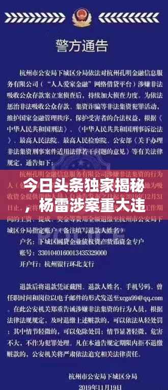 今日头条独家揭秘，杨雷涉案重大违法犯罪案件最新进展