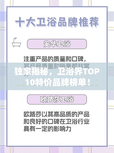 独家揭秘，卫浴界TOP10特价品牌榜单！
