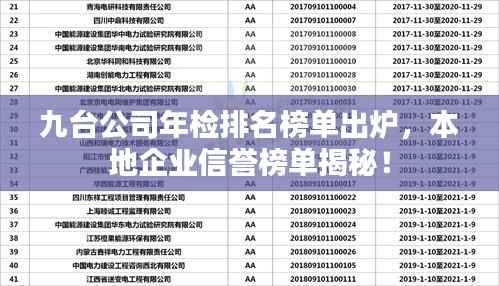 九台公司年检排名榜单出炉，本地企业信誉榜单揭秘！