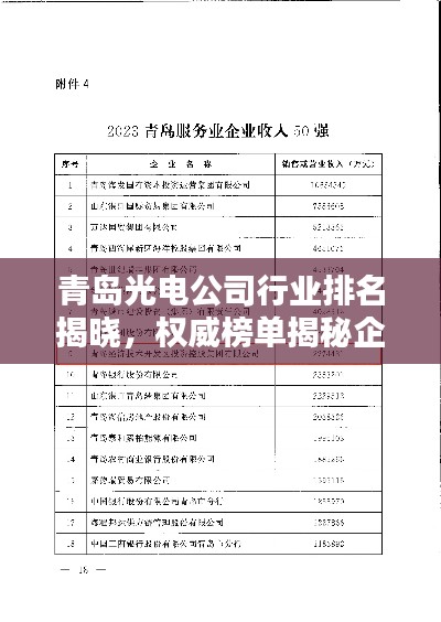 青岛光电公司行业排名揭晓，权威榜单揭秘企业实力地位